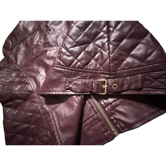 French Connection Women's M Quilted Faux Leather Jacket Burgundy NWT - Picture 8 of 9